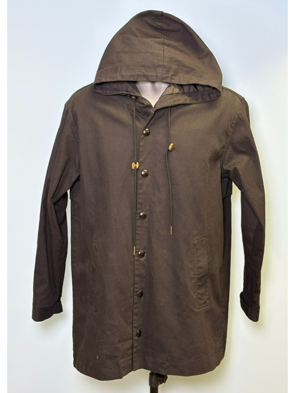 GLD In GLD We Trust Mens Canvas Hooded Trench Parka Jacket Coat Black Large L